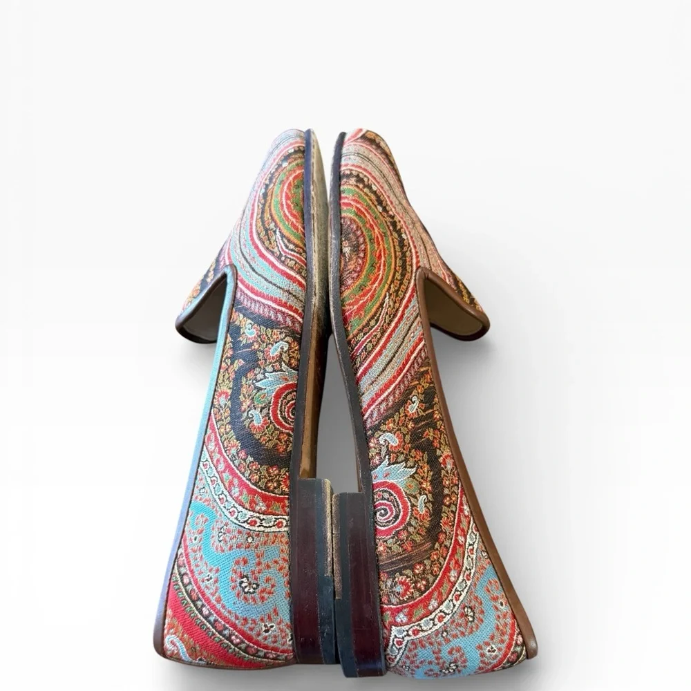 Stubbs & Wooten Paisley Printed Silk Fabric Loafers Size 6